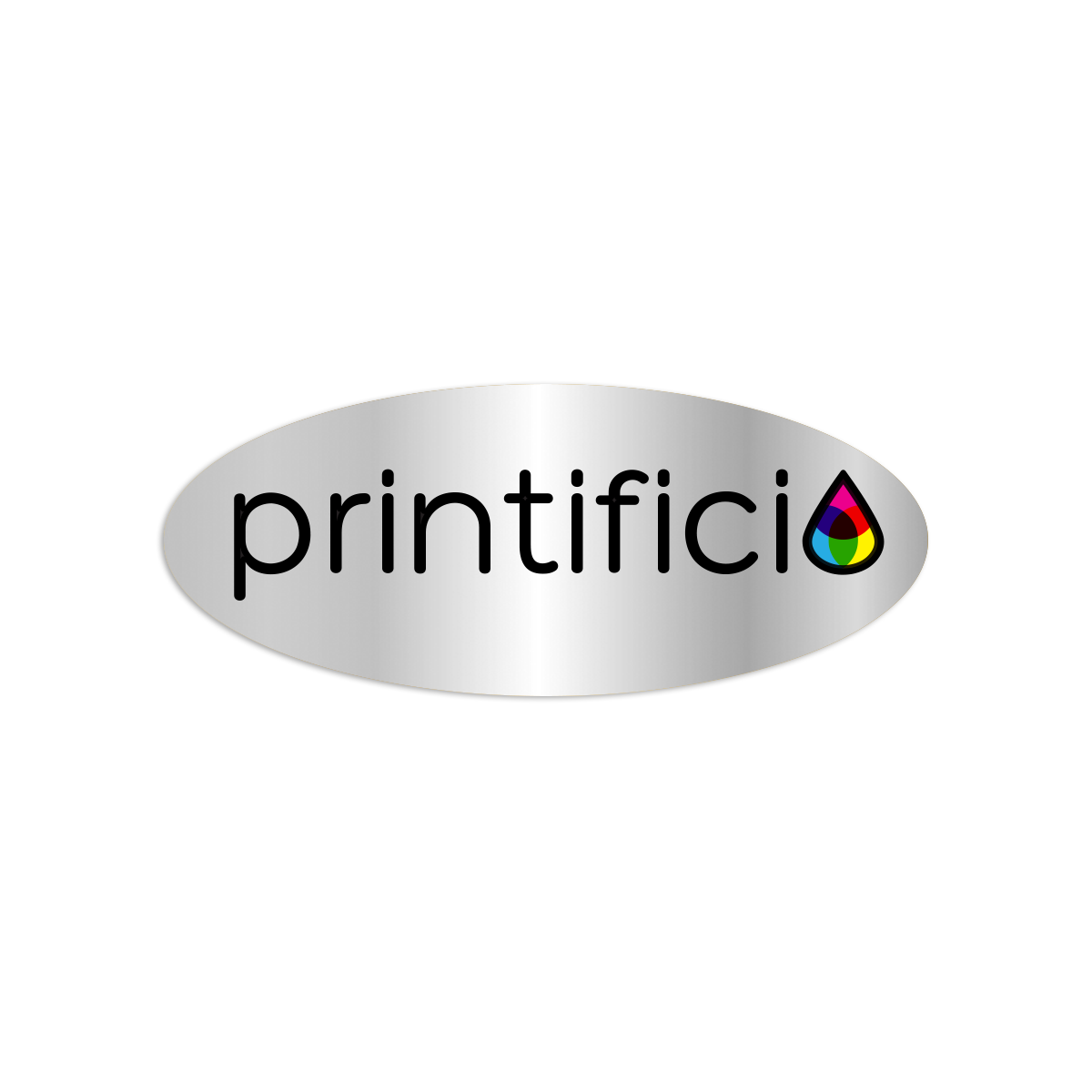 etichetta pvc ovale argento