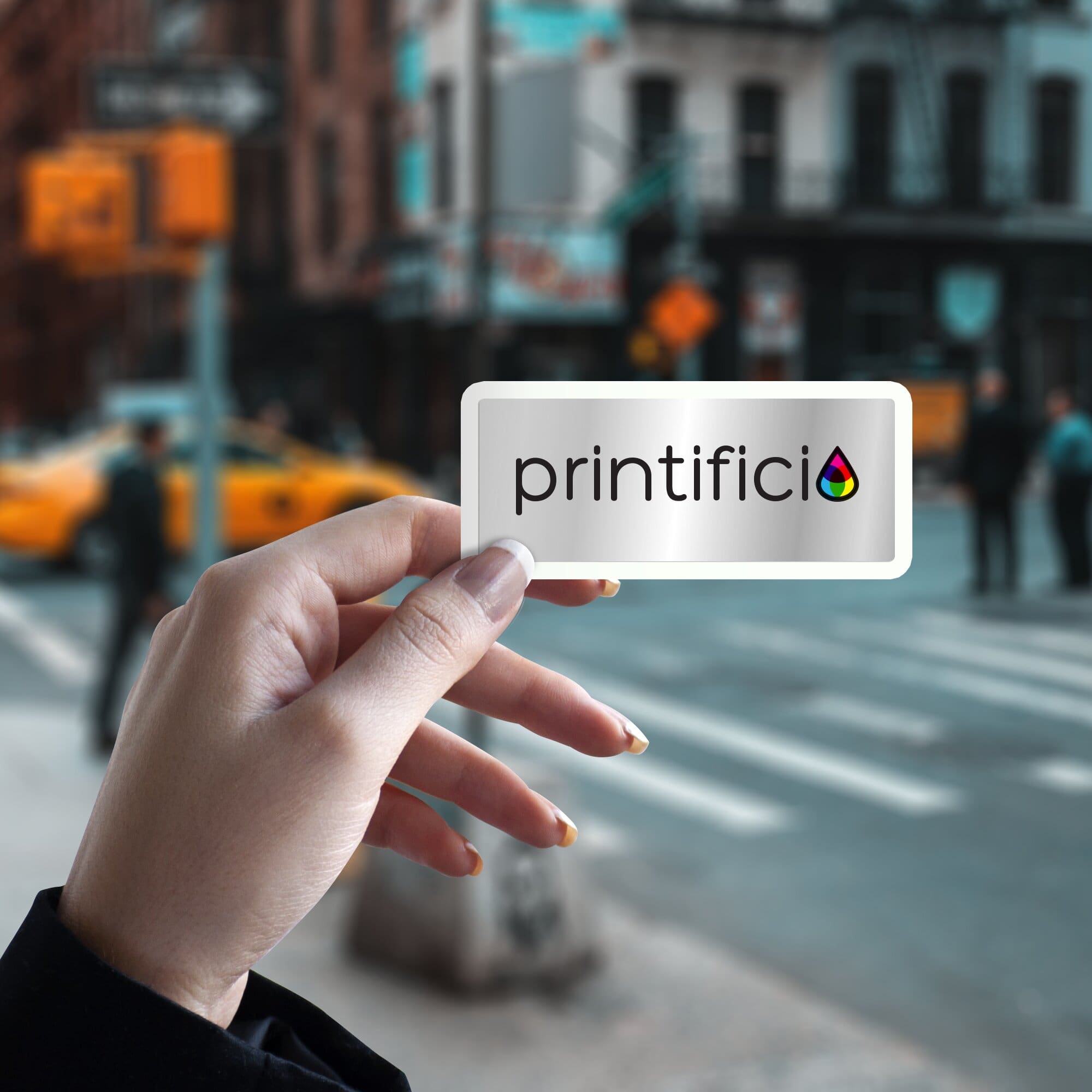 etichetta pvc rettangolare argento